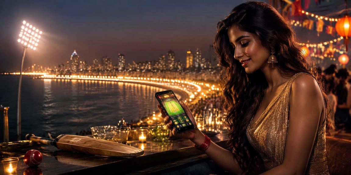 Bustling night betting market along Mumbai Marine Drive with energetic VIP players